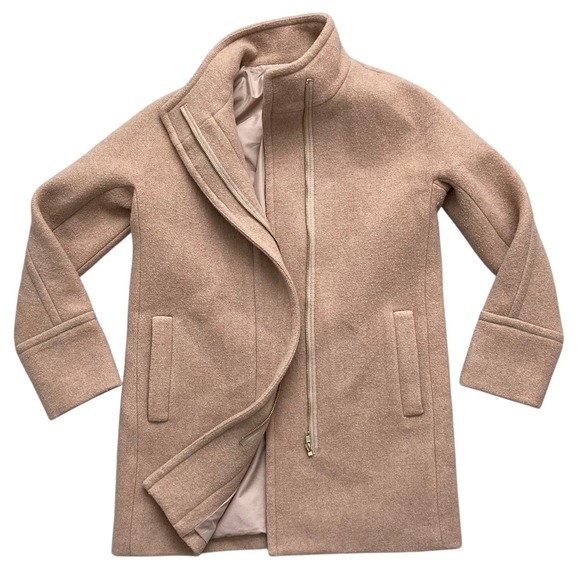 J. Crew City Wool Blend Camel Pea Coat Classic Preppy size 4 style AB945 - Picture 15 of 17